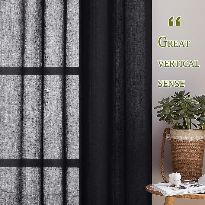 NICETOWN Linen Textured Sheer Curtains 108" L - Image 5