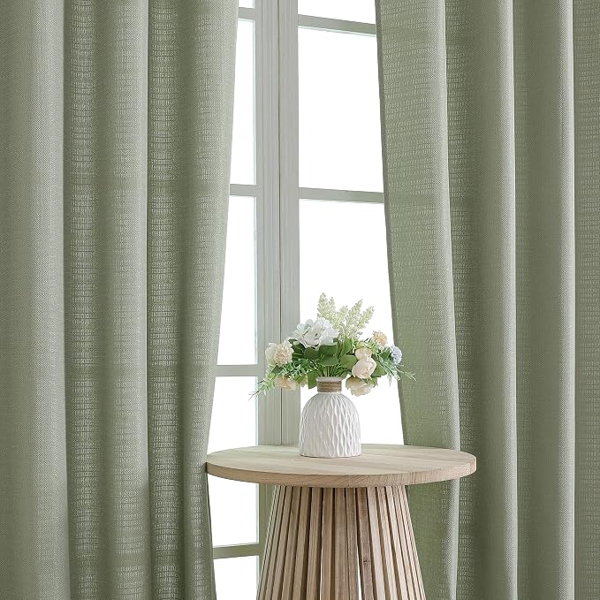 Chyhomenyc Light Green Curtains 78 Inch Length 2 Panels Set, Faux Linen - Image 7
