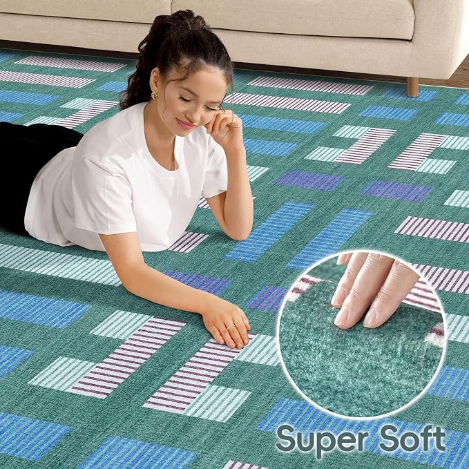 cotiled 5x7 Area Rug Living Room: Washable Boho Rugs - Image 2