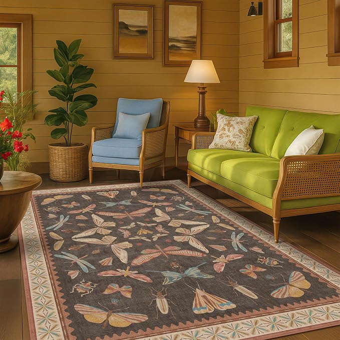 5x8 Brown Rugs for Living Room, Soft Boho Rugs for Bedroom, Non Slip Dining - Image 3