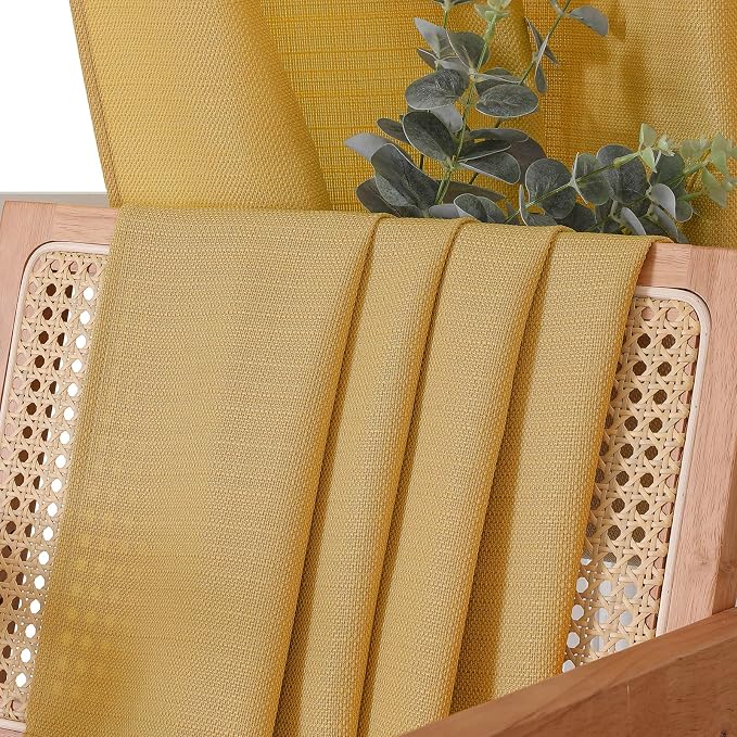 Chyhomenyc Gold Curtains 63 Inch Length 2 Panels, Faux Linen Textured Semi - Image 7