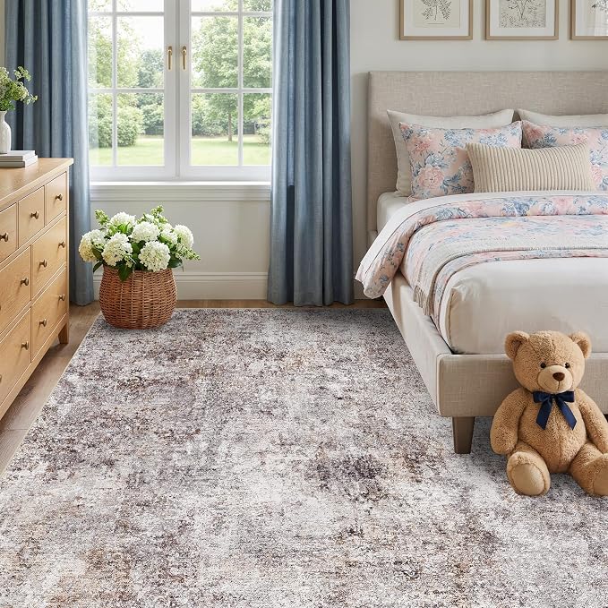 6 Square Area Rug: Washable Low Pile Carpet by Puino