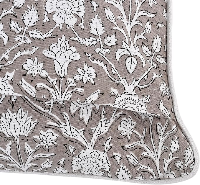 Ridhi Block Print Taupe Pillow Cover 18" x 18" Decorative Couch Pillows - Image 2