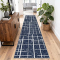 Non Slip Hallway Runner Rug 2x8, Modern Distressed Stripe, Washable Long Rug by TTelephant