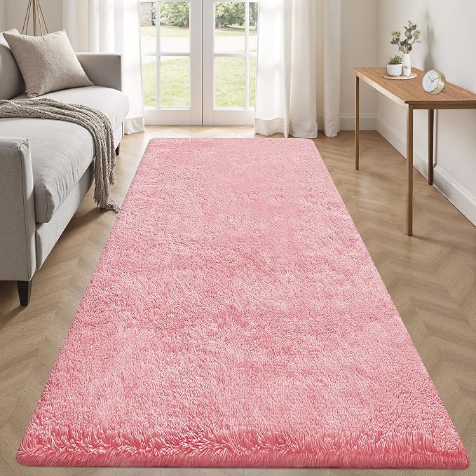 2x6 Runner Rug for Bedroom: Fluffy Shag Soft Washable Rugs Small Fuzzy Plush by VECARF