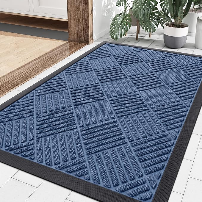 Smiry Front Door Mat Outside Entrance, Heavy Duty Outdoor Indoor Natural Rubber by Smiry