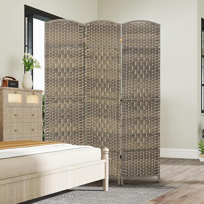 HOMCOM Room Divider, 6 Ft 3 Panel Folding Privacy Screen, Hand-Woven PP Wall - Image 8