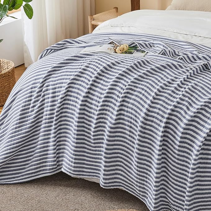 EMME Cotton Muslin Large Throw Blanket Couch Breathable Gauze Soft Lightweight - Image 7