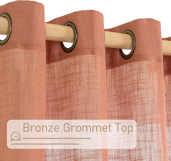 LAMIT Terracotta Linen Curtains 63 Inch - Image 4