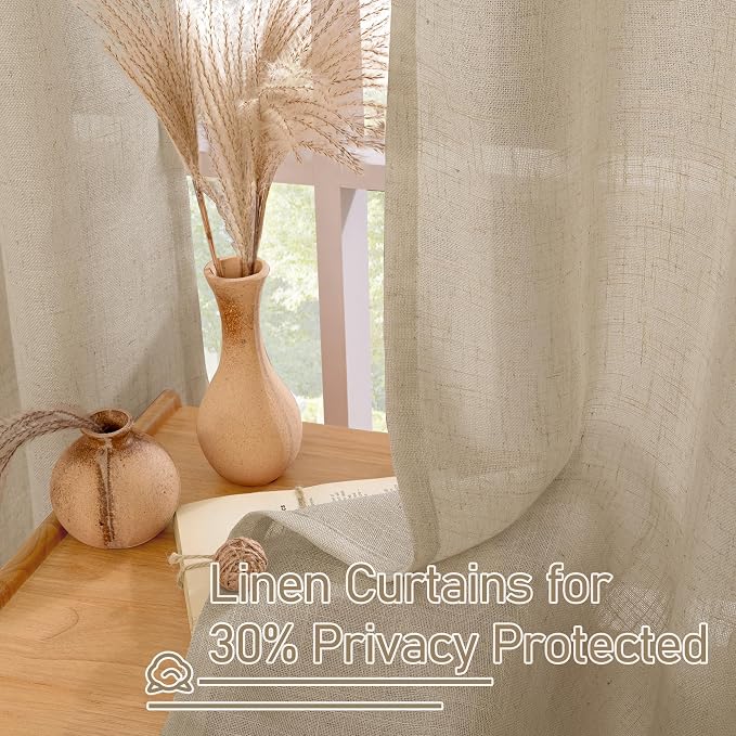 LAMIT Linen Blended Window Curtains 63 inch Length - Image 5