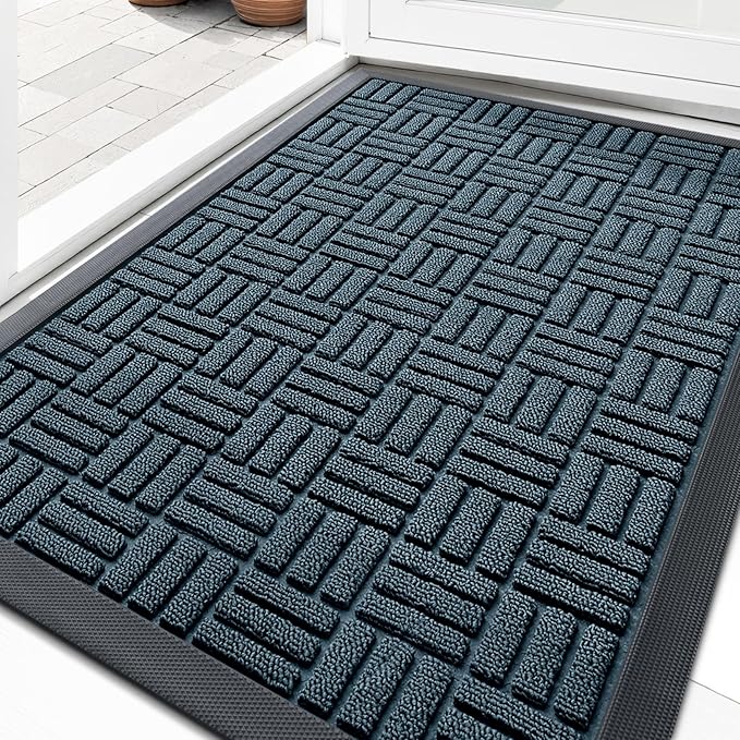 OLANLY Front Door Mat Outside Entrance 35x23, Heavy Duty Sturdy Natural Rubber by OLANLY