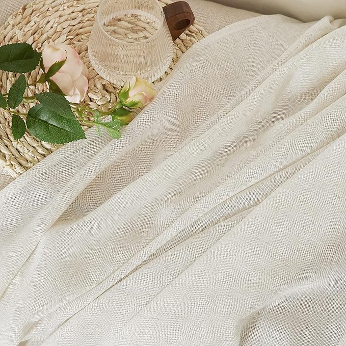 NICETOWN Natural Linen Curtains 96 inch Length 2 Panels, Rod Pocket & Back Tab - Image 8