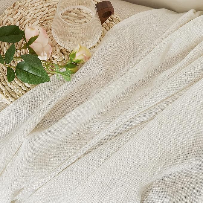 NICETOWN Natural Linen Curtains 70 inches Length, Rod Pocket & Back Tab Privacy - Image 8