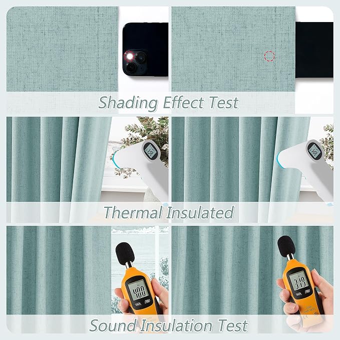 Guken 100% Blackout Linen Curtains 63 Inch Length 2 Panels Set - Image 5