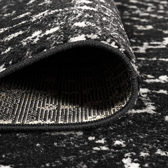 JONATHAN Y Boho Vintage Diamond Black/Ivory Round Area Rug 8 ft, Moroccan Hype - Image 3