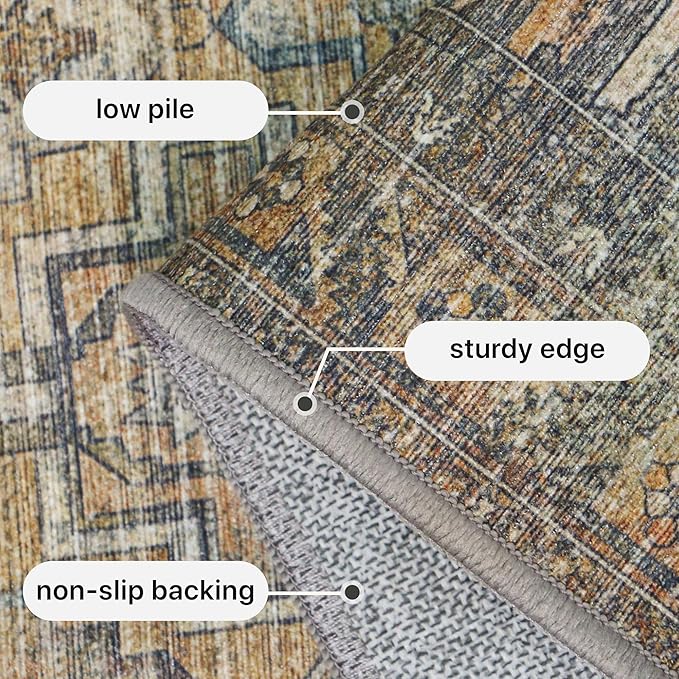 GENIMO 9x12 Area Rugs for Living Room, Machine Washable Non Slip Vintage Rugs - Image 6