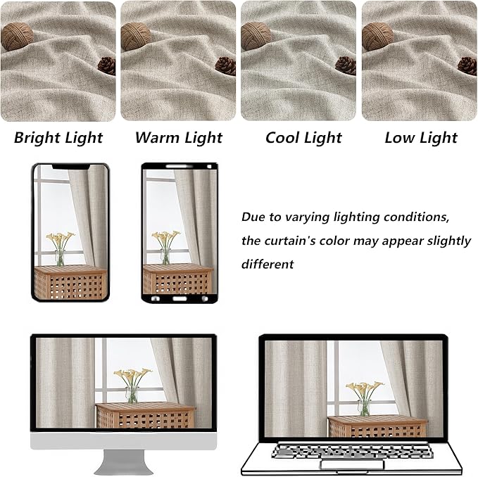 Chyhomenyc Valances for Windows, Light Filtering Faux Linen Slub Textured Small - Image 8