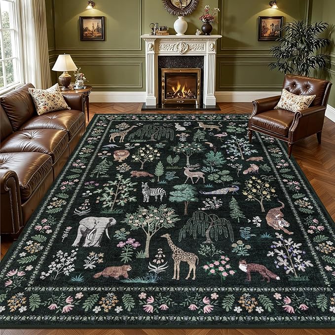 9x12 Area Rugs Living Room Rug: Vintage Washable Rug Floral Soft Carpet Indoor by EXPEDIX