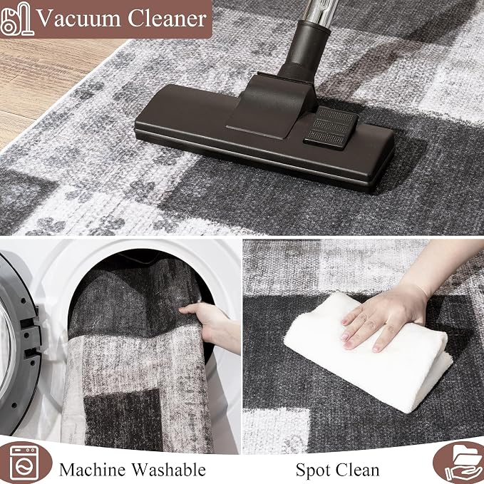 Modern Geometric Patchwork Indoor Area Rug - Image 9