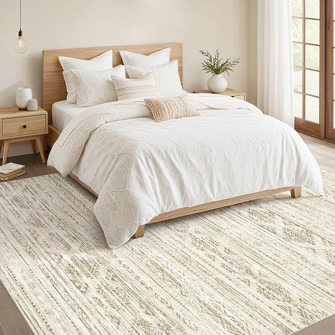 Nakagishi Area Rugs 9x12 Living Room: Washable Boho Large Neutral Modern Soft - Image 6