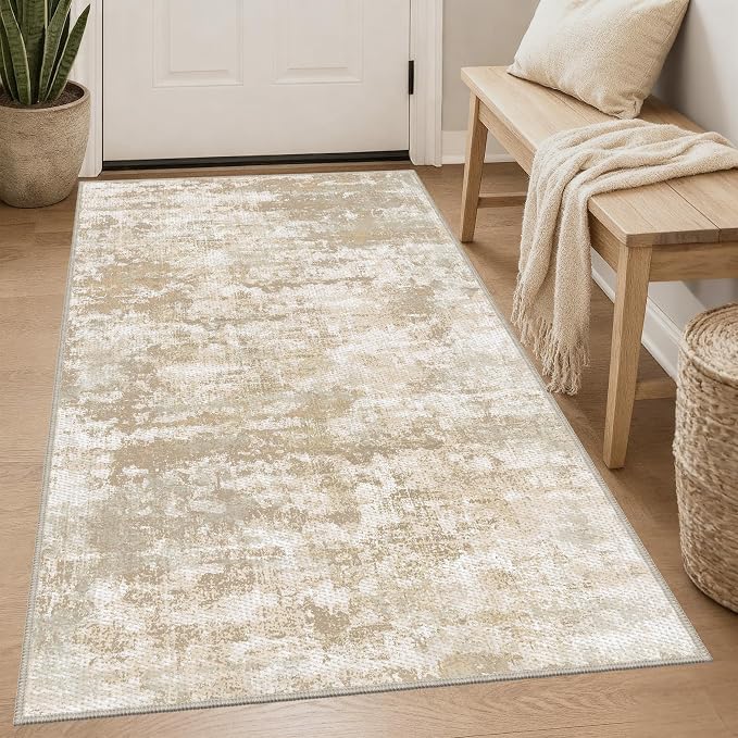 3x5 Area Rug Washable Entryway Rug Non Slip Abstract Tear and Stain Resistance by TTelephant