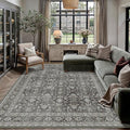 PureCozy Vintage Area Rug 8x10 Black Washable Living Room Large Carpet Non Slip by PureCozy
