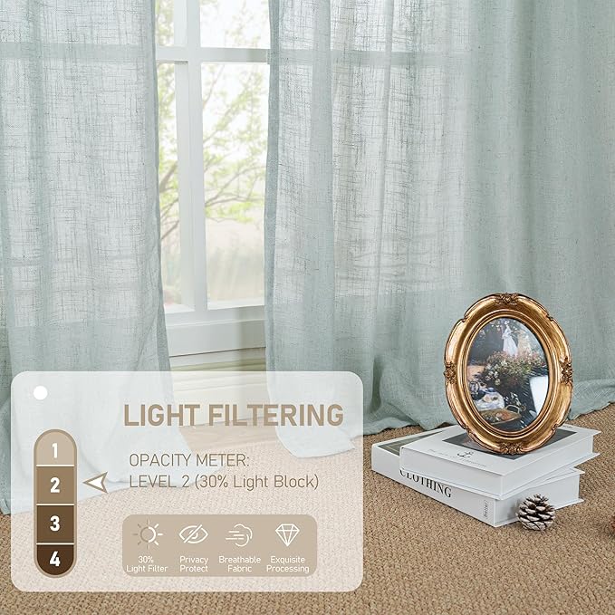 LAMIT Sheer Linen Curtains 63 inches Long - Image 4