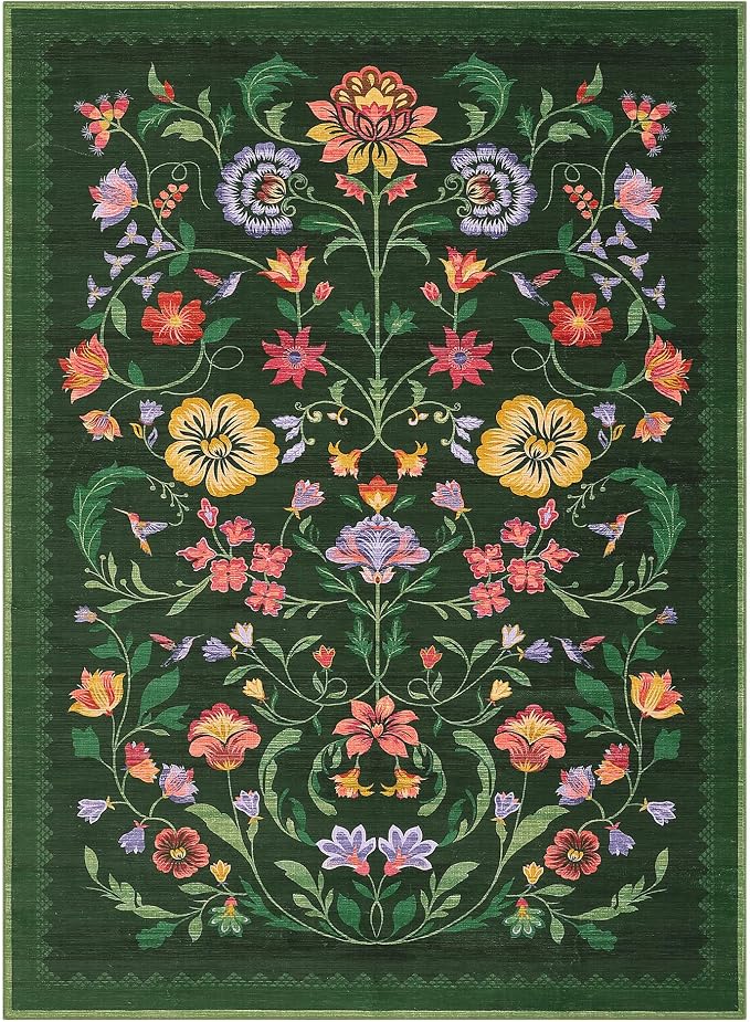 Washable Rug 5x7 Area Rugs for Living Room, Protea Floral Rug for Bedroom - Image 4