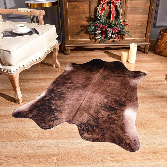 Easycozy Faux Cowhide Large Cow Print 3 x 4 Feet Thickened Elastic Rug - Image 6