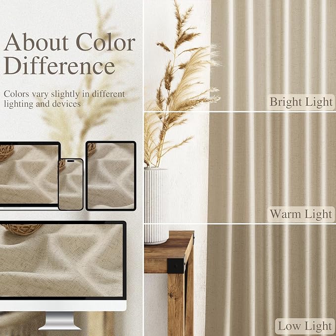 Nanspring Eggshell Beige Curtains 108 Inches Long - Image 3