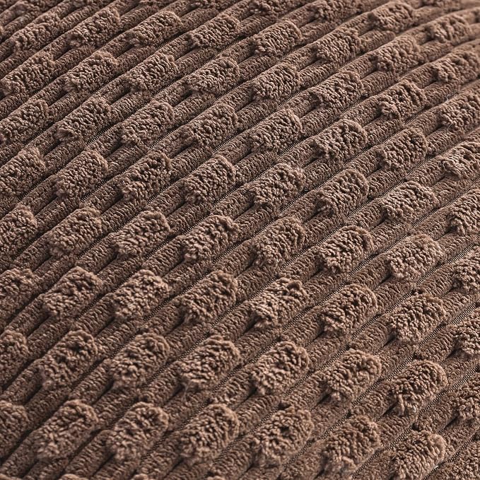 Set of 4 Light Brown Decorative Throw Pillow Covers 22x22 Inch Corduroy Pillow - Image 3