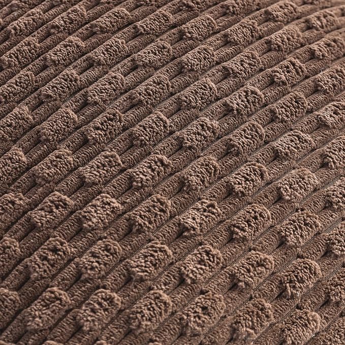 Set of 4 Light Brown Decorative Throw Pillow Covers 24x24 Inch Corduroy Pillow - Image 3