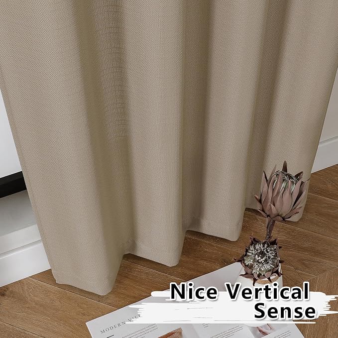 Gwine Camel Valance for Windows, Light Filtering Faux Linen Textured Kitchen - Image 7
