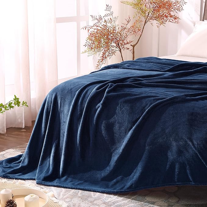 BEDELITE Fleece Blanket Twin Size Navy Blue Throw Blankets - Image 6