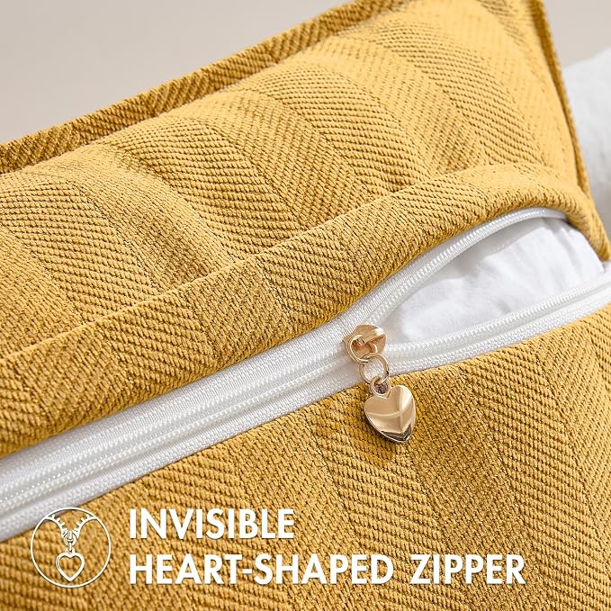 MIULEE Pack of 2 Gold Decorative Pillow Covers 22x22 Inch Soft Chenille - Image 3