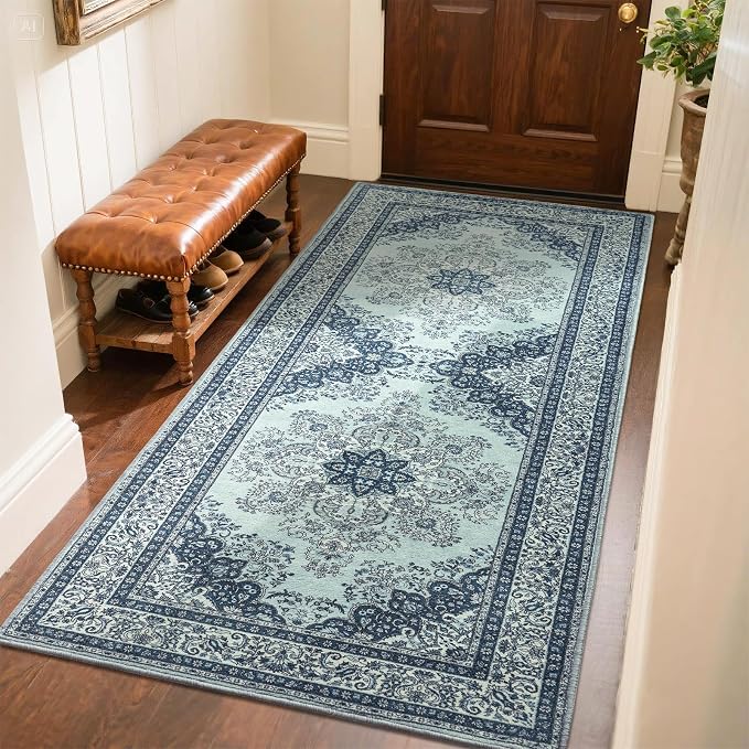 Runner Rug for Bedroom, 2x6 Non-Slip Vintage Area Rug, Machine Washable Boho - Image 6