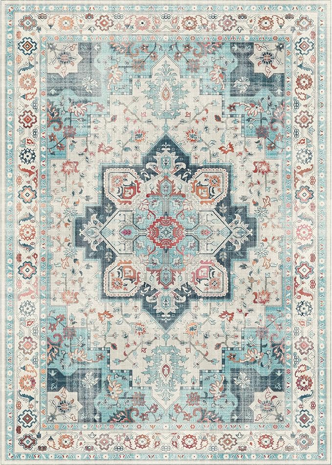 GENIMO 8x10 Area Rugs for Living Room, Machine Washable Non Slip Rugs, Low Pile - Image 6