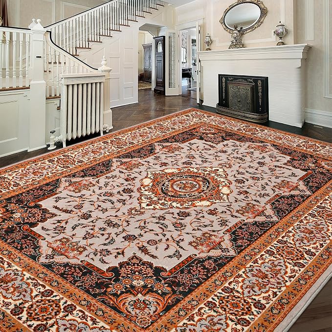 Area Rug for Living Room, Machine Washable Orange Rugs for Bedroom, 6x9Ft - Image 4