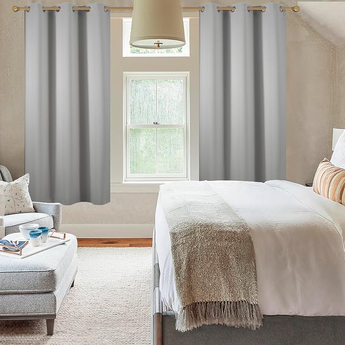 Diraysid Light Grey Grommet Blackout Curtains - Image 7