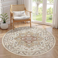 5ft Round Vintage Living Room Area Rug by COTILED