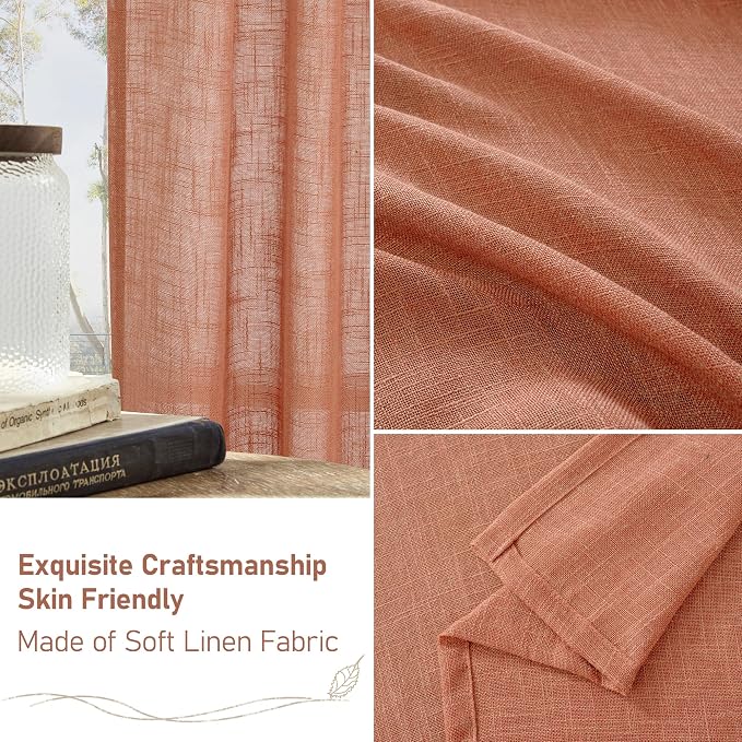 LAMIT Terracotta Linen Curtains 72 Inches Long - Image 7