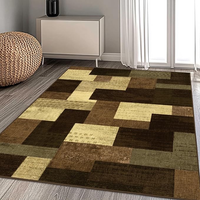 Modern Geometric Patchwork Indoor Area Rug - Image 3