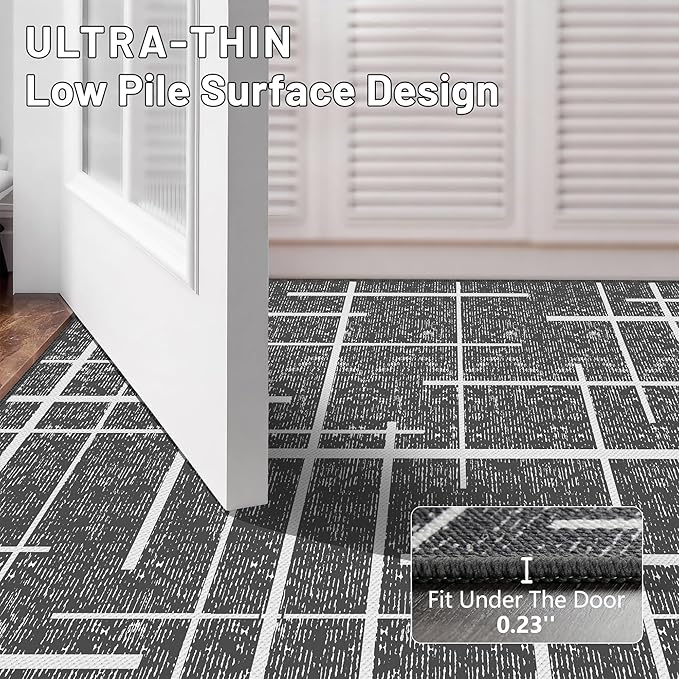 Non Slip Hallway Runner Rug 2x10, Washable Long Rug, Woven Thin Low Pile Carpet - Image 5