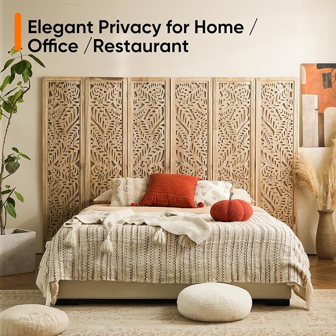 JOSTYLE Wooden Room Divider Screen, 6-Panel Screen Divider - Image 9