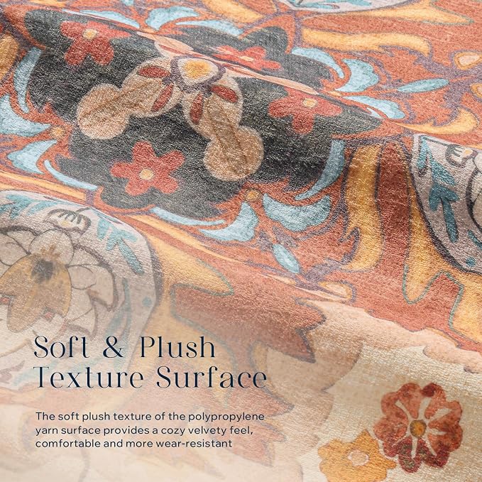 Phantoscope Washable Area Rug 5'x7' Non-Slip, Vintage Boho Rugs - Image 4
