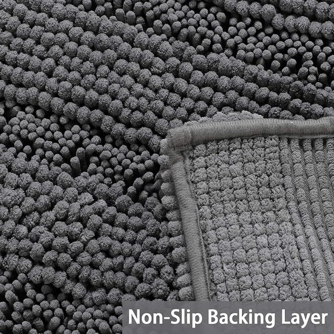 Turquoize Chenille Bathroom Rugs Set Non-Slip Bath Mats - Image 4