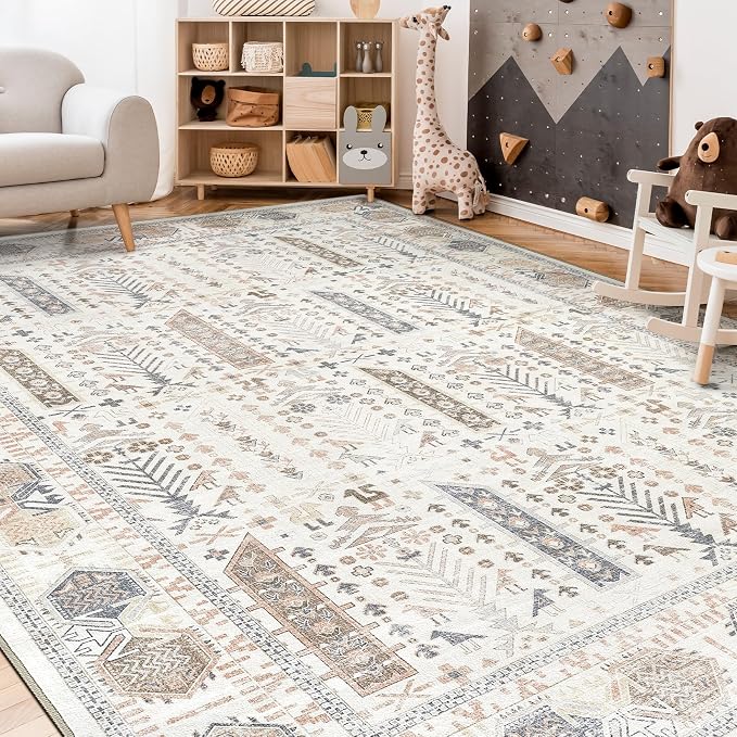 10x14 Area Rug for Living Room- Machine Washable Soft Oriental Vintage Large - Image 6