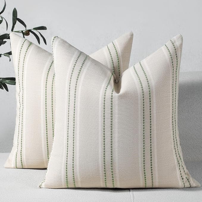 Hckot Spring Throw Pillow Covers 24x24 Set of 2 Striped Pillow Covers Textured by Hckot