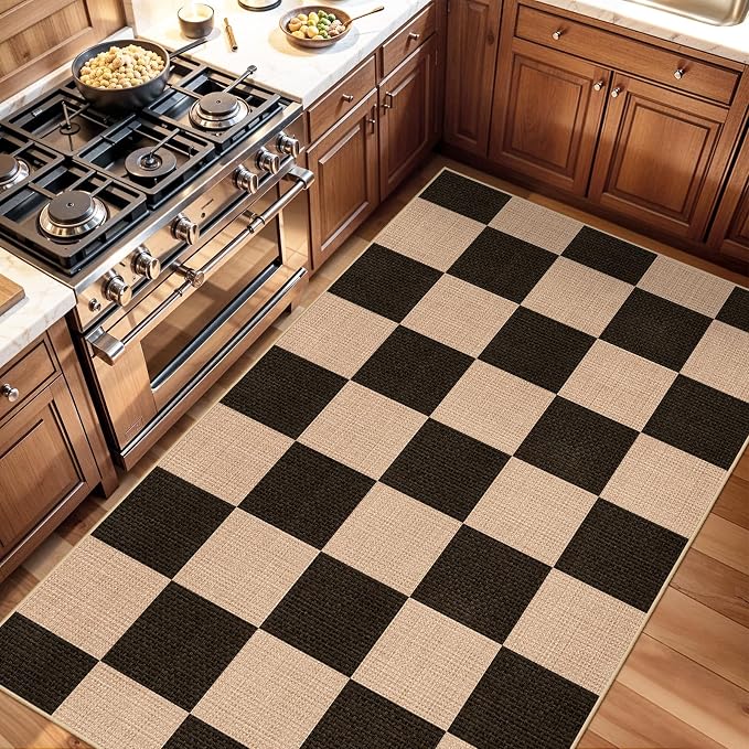 Checkered 3x5 No Shed Jute Rug: Machine Washable Non Slip Rugs - Image 3