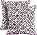 Ridhi Block Print Pink and White Pillow Cover 20" x 20" Decorative Couch Pillows by Ridhi